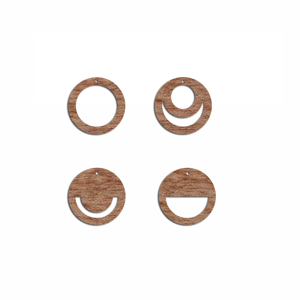 6pcs Unfinished Blank Solid Wooden Circle Hoops Macrame Earring Charms Pendant for Jewelry Making