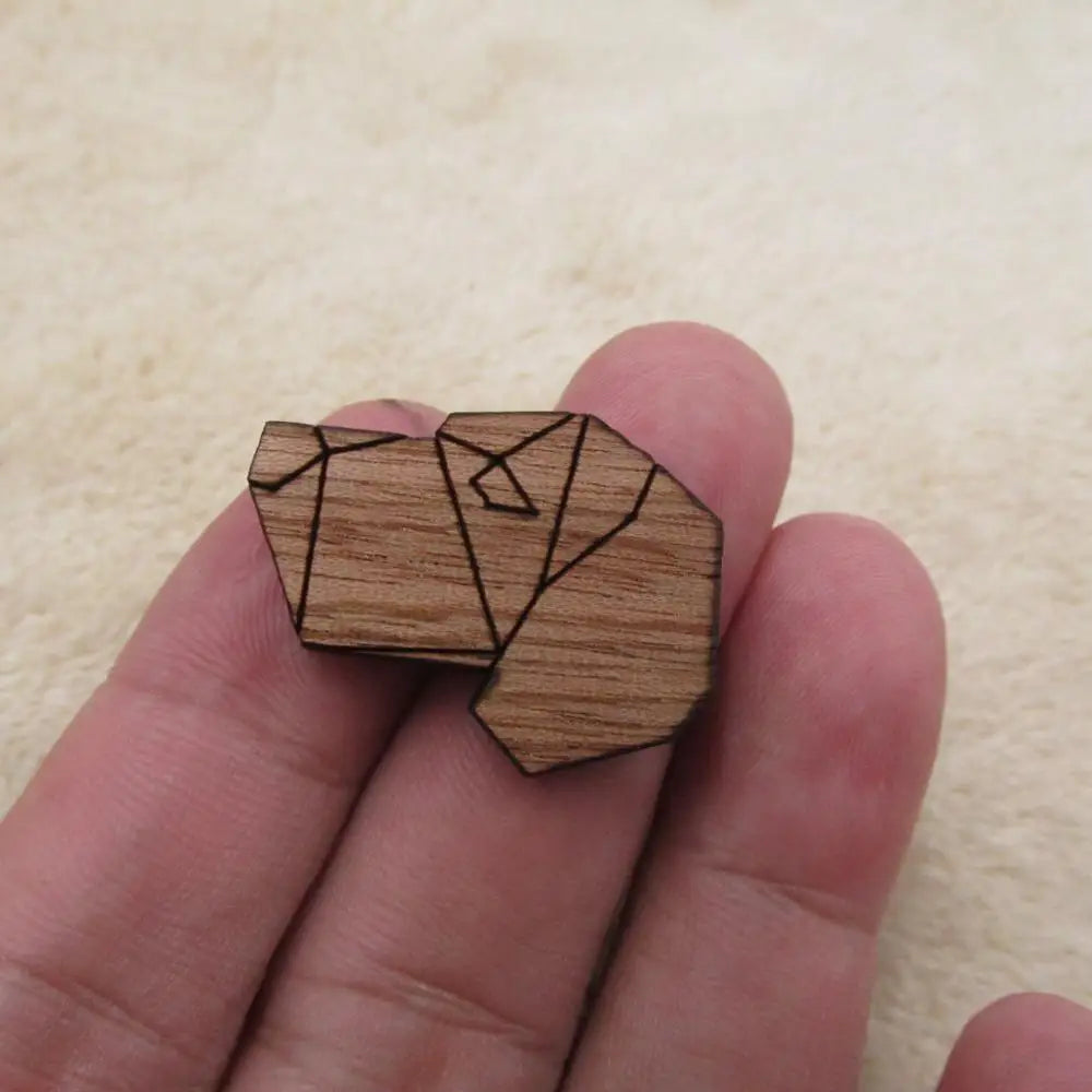 Unfinished Wood Accessory Geometric Animal Dog Shape Engraved Wooden Charms For DIY Jewerly Making