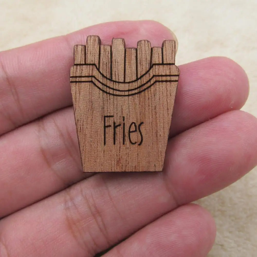 Unfinished Wooden Charms Foods Icom Ice Cream Hamger Pizza Pendant For DIY Project Jewerly Making