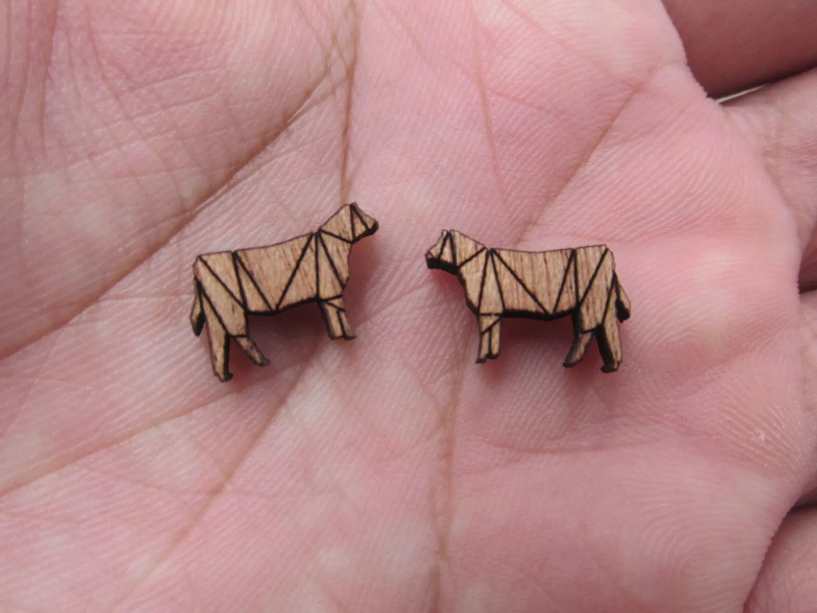 5 Pair Unfinished Blank Home farm Animal Wooden Cow Cabochon Charms Wood Shape Cutouts For DIY Craft  Earring Stud