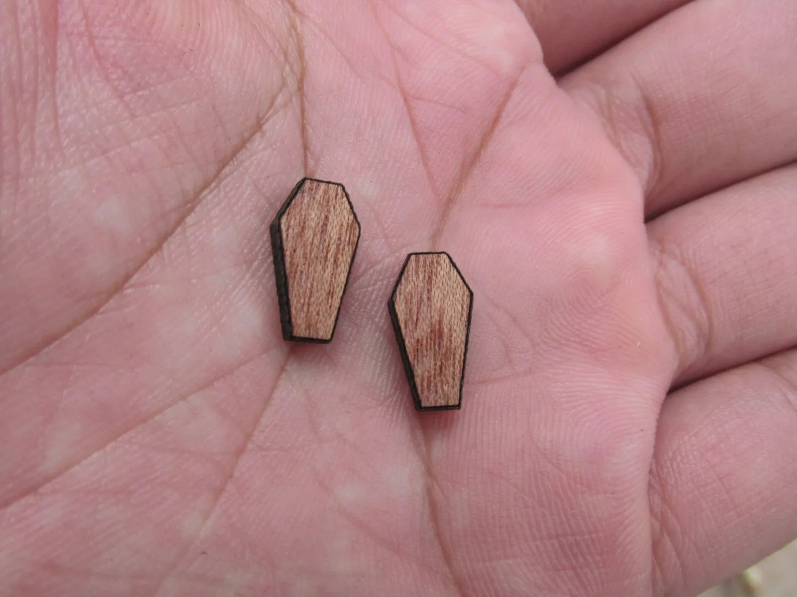 5 Pair Unfinished Blank Wood Cabochon Holidays Halloween Coffin Wooden Cutout Shapes For DIY Stud Earrings Supplies