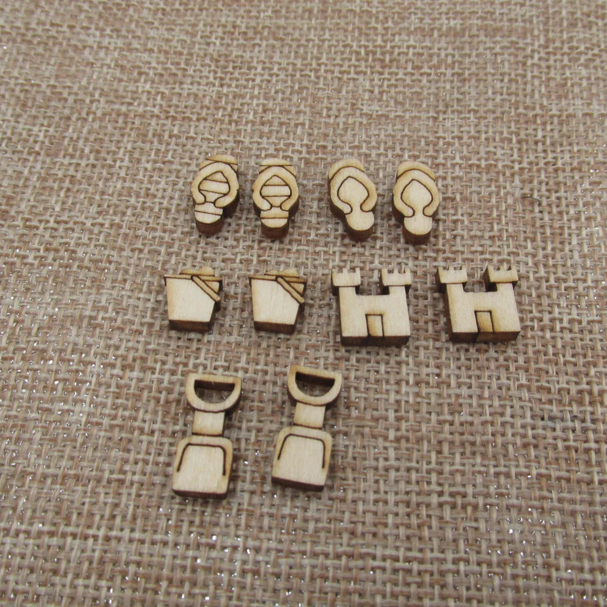 5Pair Unfinished Blank Wood Summer Sand Pail and Shovel Cabochon Beach Sandcastle Post Flip Flop Earrings Stud Jewerly Findings