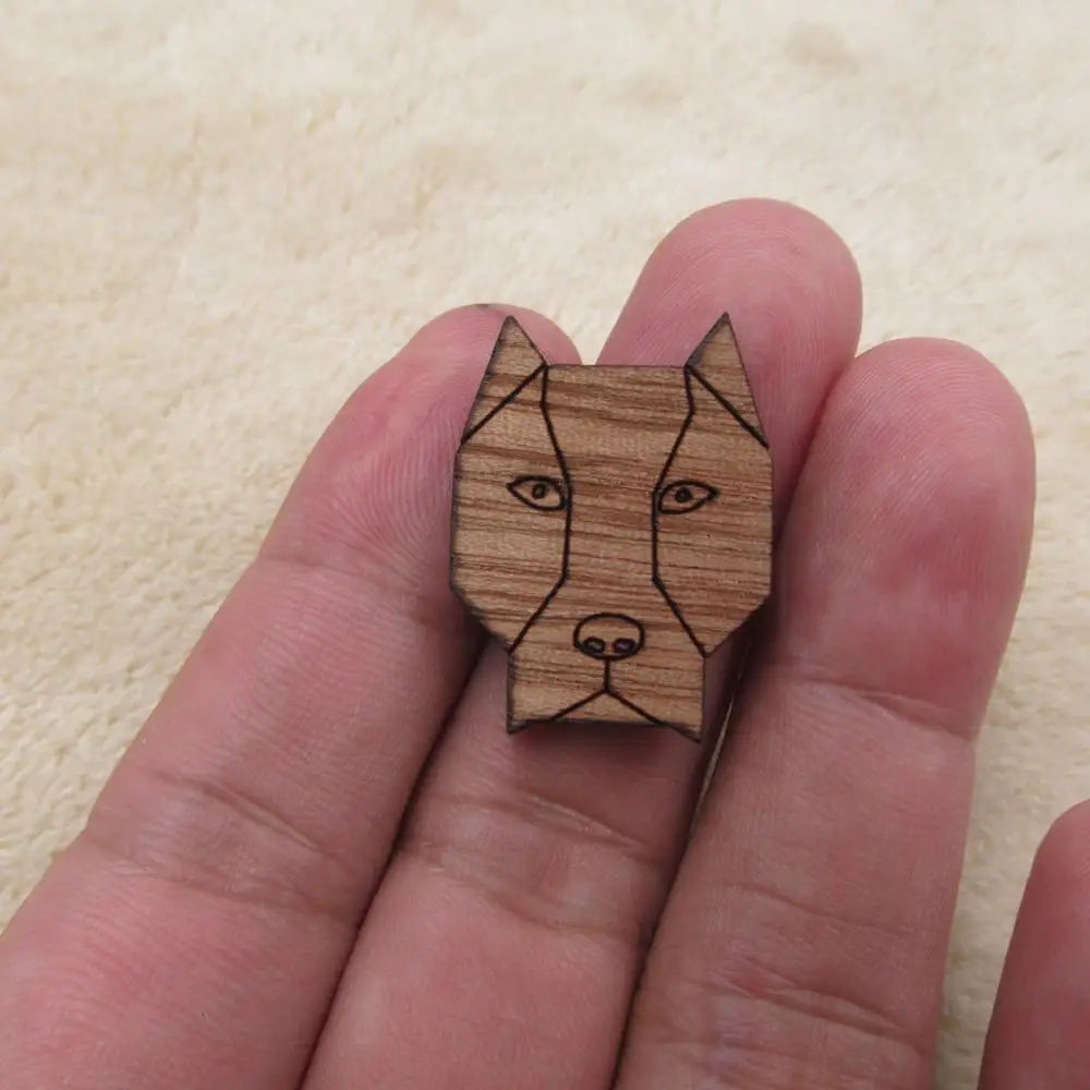 Unfinished Wood Accessory Geometric Animal Dog Shape Engraved Wooden Charms For DIY Jewerly Making