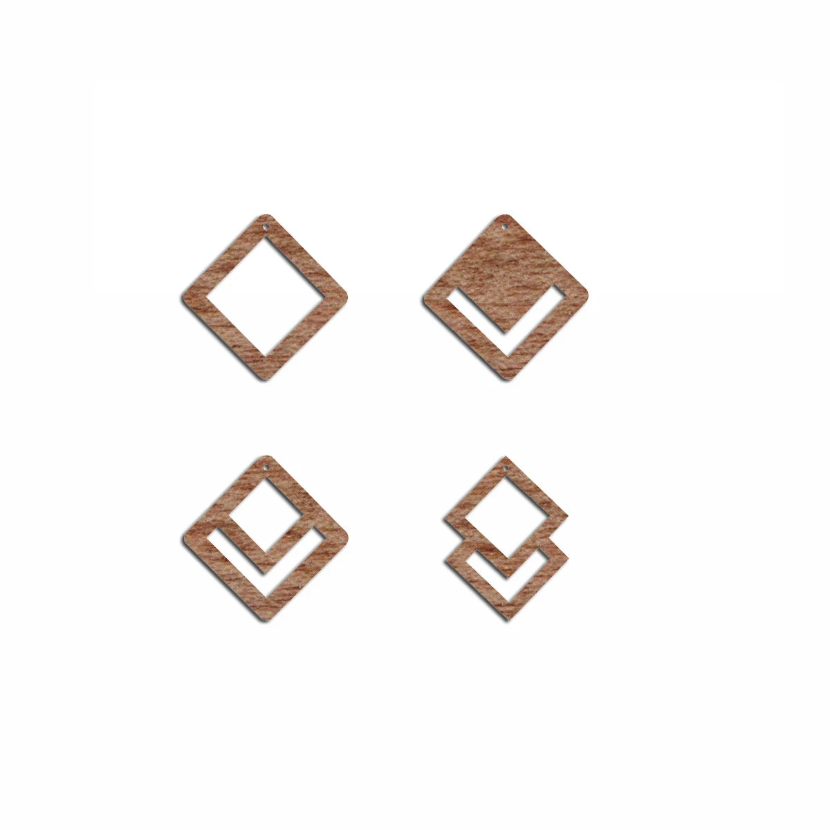 6pcs Unfinished Blank Wooden Geometric Diamond Shape Macrame Wood Earring Charms Pendant for Jewelry Making