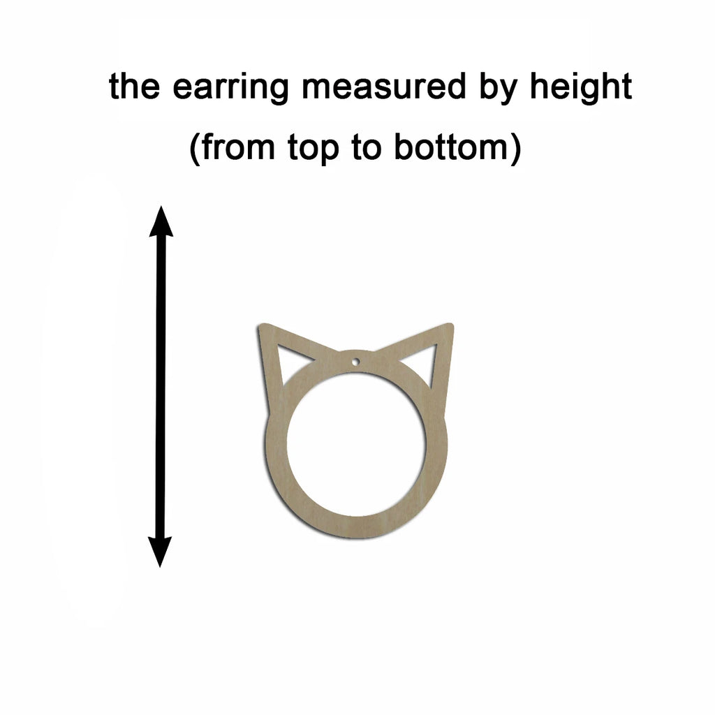 10pcs Unfinished Wood Blanks Animal Cat Head Face Hoop Shape Macrame Earring Pendant Charm For DIY Jewelry Making