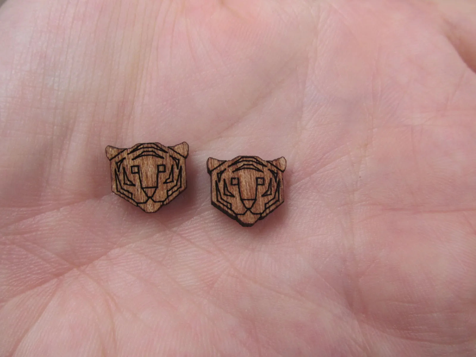 5 Pair Unfinished Blank Woodland Wild Animal Wooden Tiger Cabochon Charms Wood Shape Cutouts For DIY Craft  Earring Stud