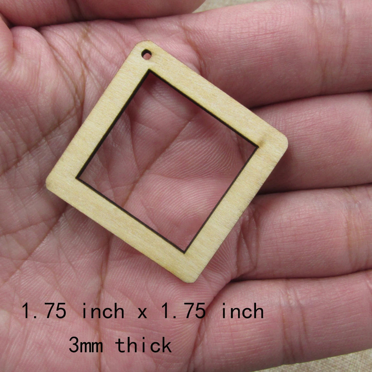 10pcs 1.75 inch Unfinished Wooden Blanks Square Macrame DIY Jewellery Dangle Earrings Parts Findings Accessories Supplies
