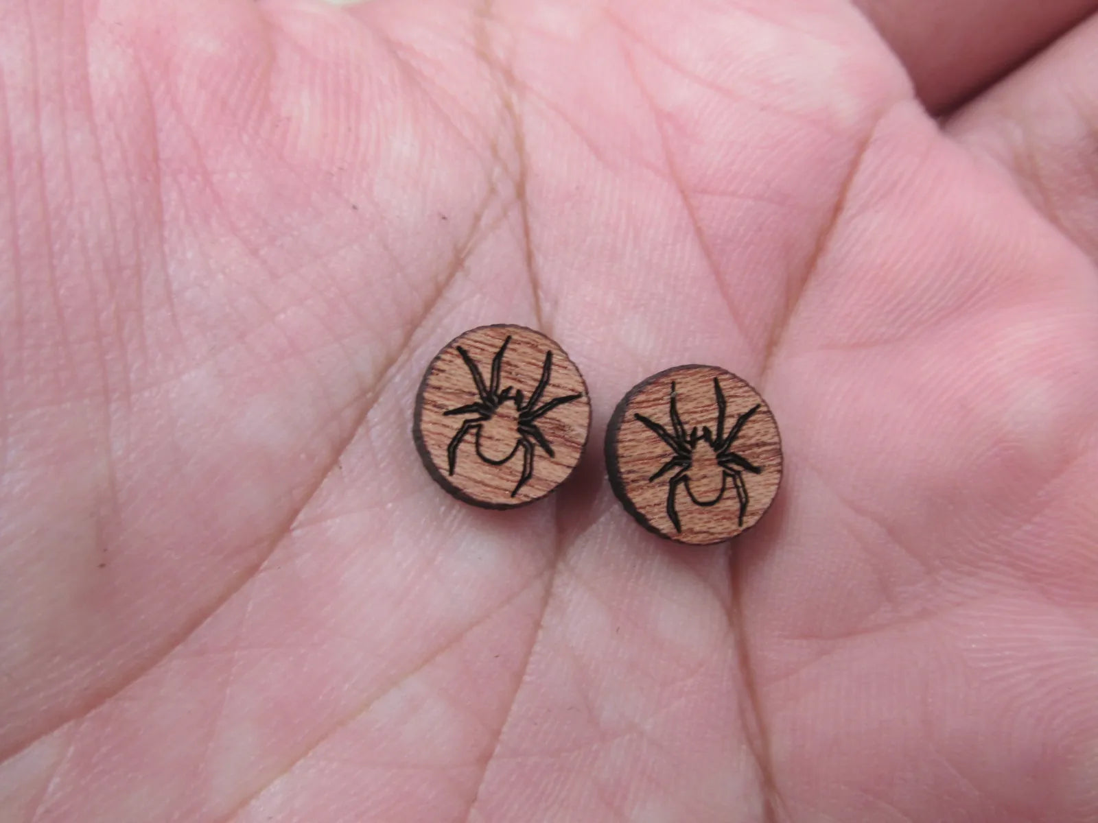 5 Pair Unfinished Blank Laser Cut Wood Cabochon Holidays Halloween Spider Wooden Cutout Shapes For DIY Stud Earrings Supplies