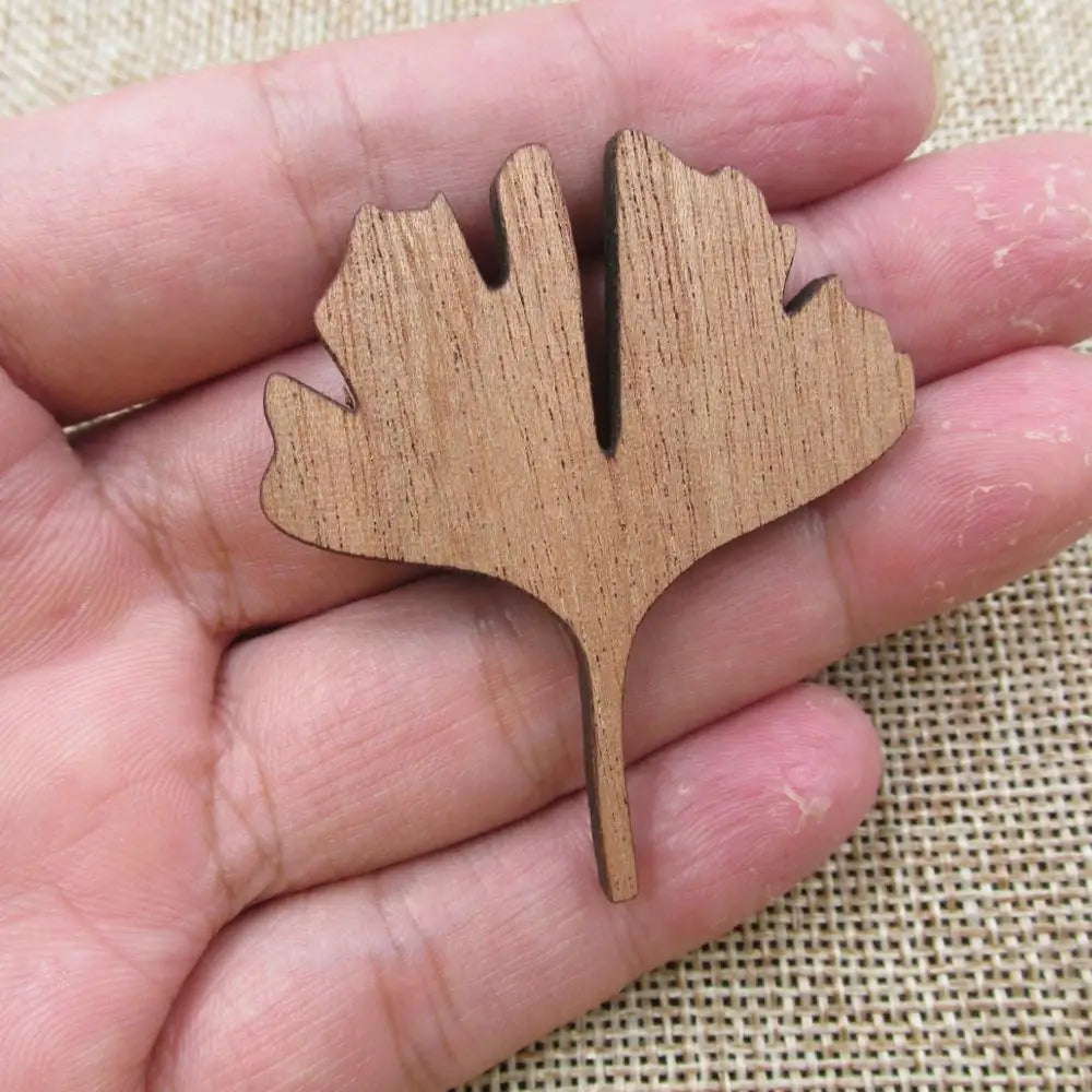 Unfinished Wood Ginkgo Leaf Shape Cutout Pendant Jewerly Finding Perfect for Earring Brooch Necklace Making