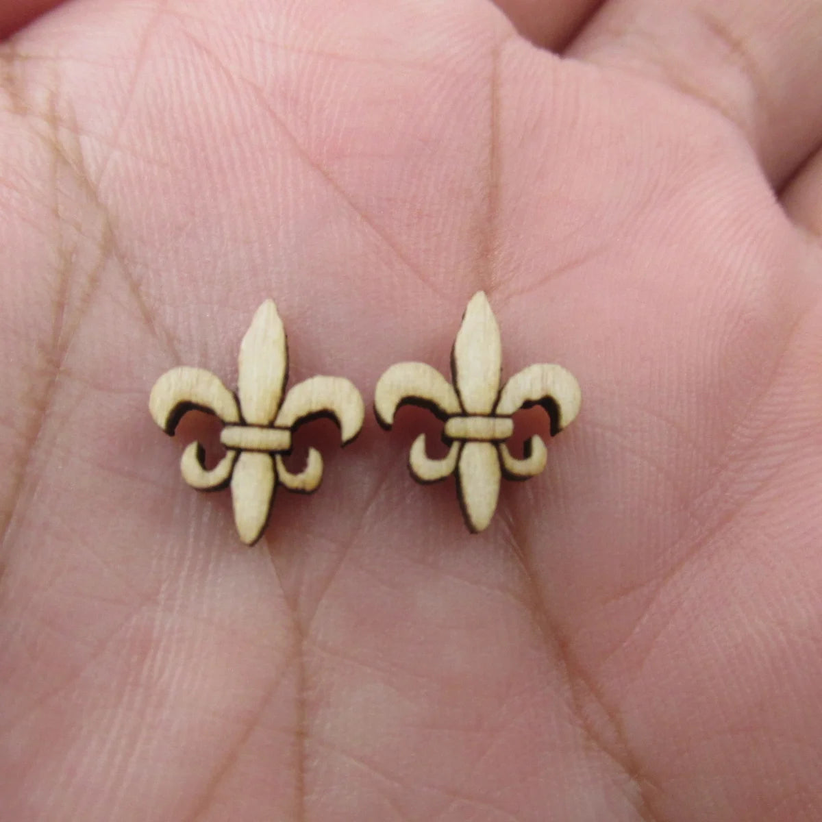 5 Pair Unfinished Blank Wooden 4 Leaf 3 Leaves Shamrock Fleur De Lis Cabochon Post Wood Earrings Stud St Patricks Day Gifts