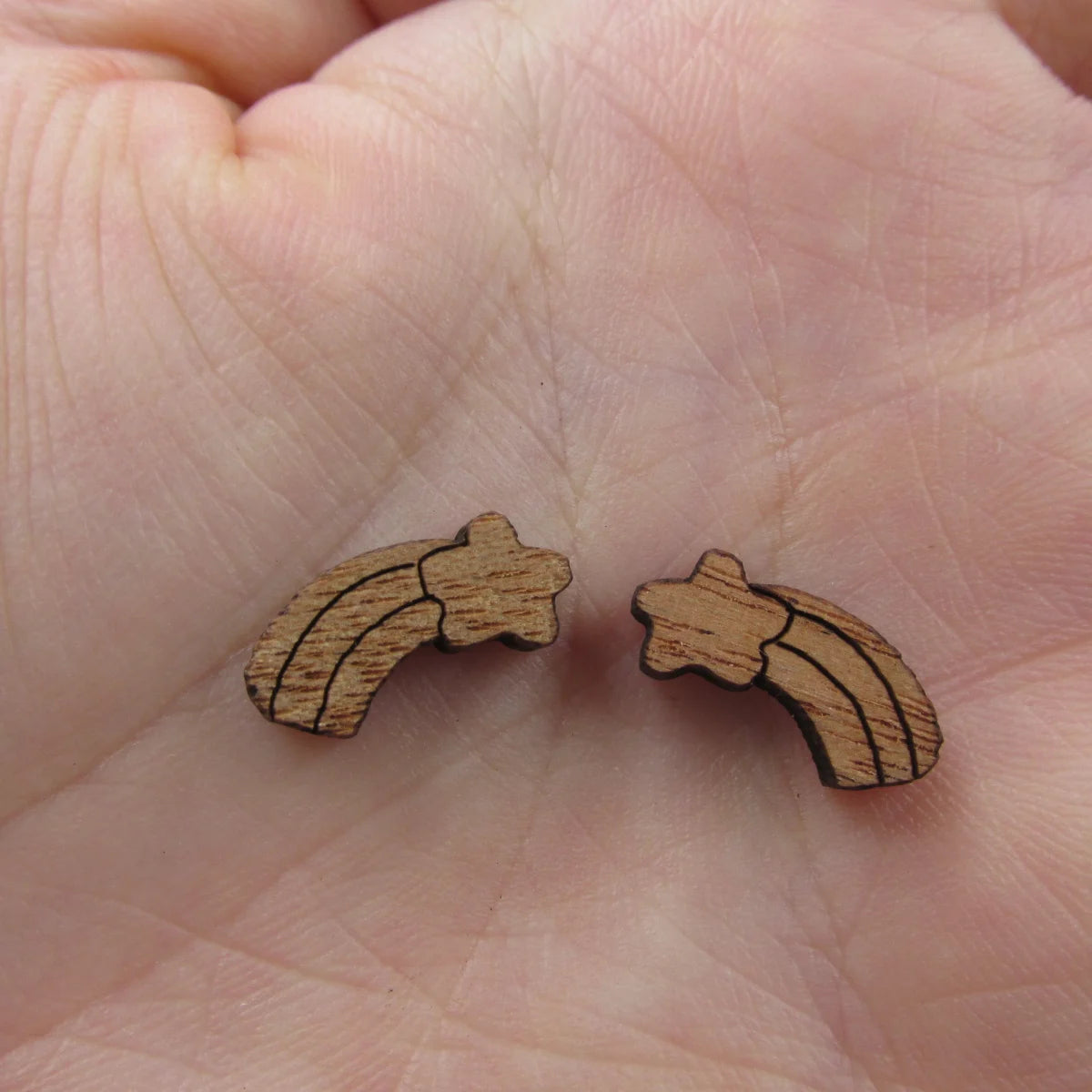 5 Pair Unfinished Blank Weather Wood Rainbow Wooden Cutout Shapes For DIY Stud Earrings Supplies