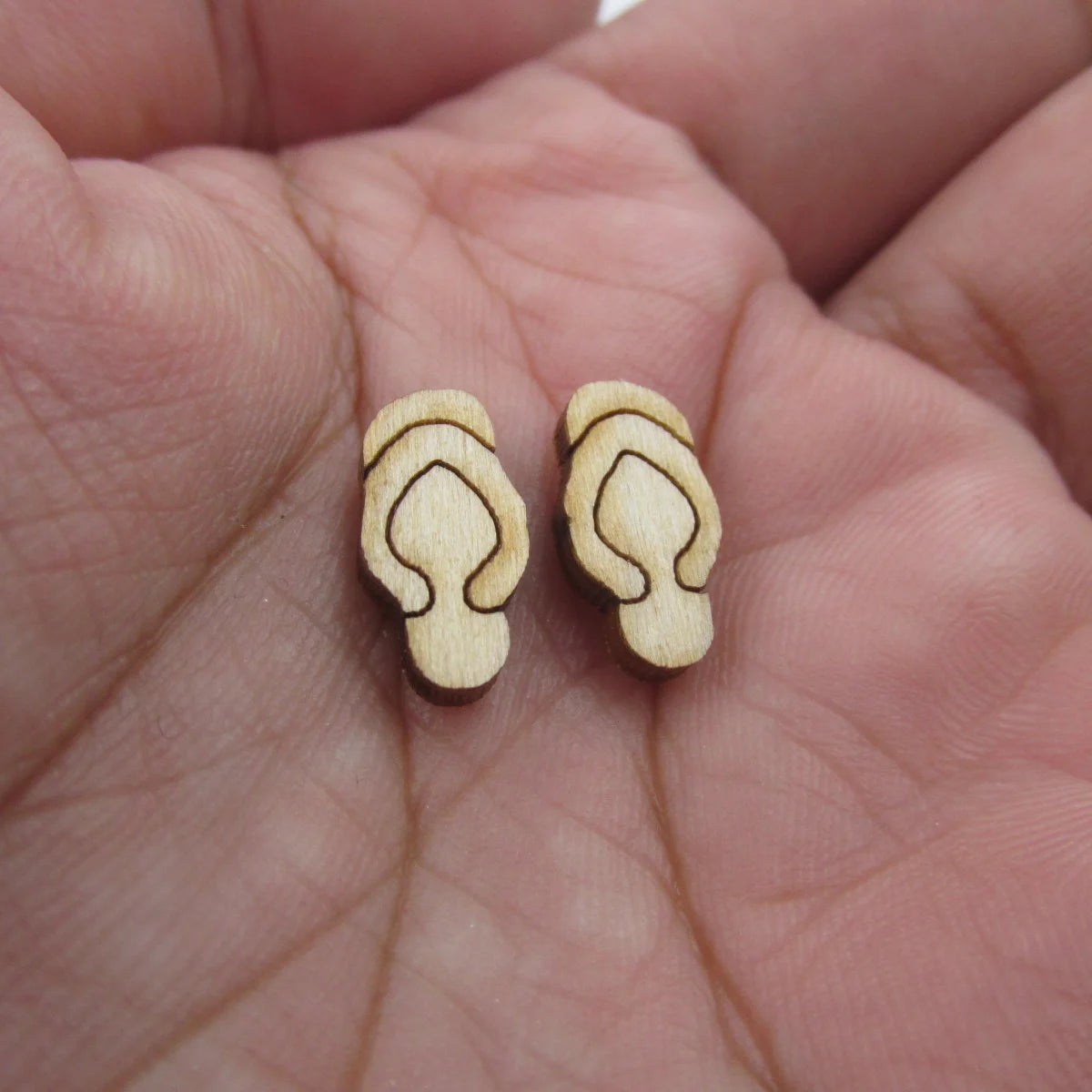 5Pair Unfinished Blank Wood Summer Sand Pail and Shovel Cabochon Beach Sandcastle Post Flip Flop Earrings Stud Jewerly Findings