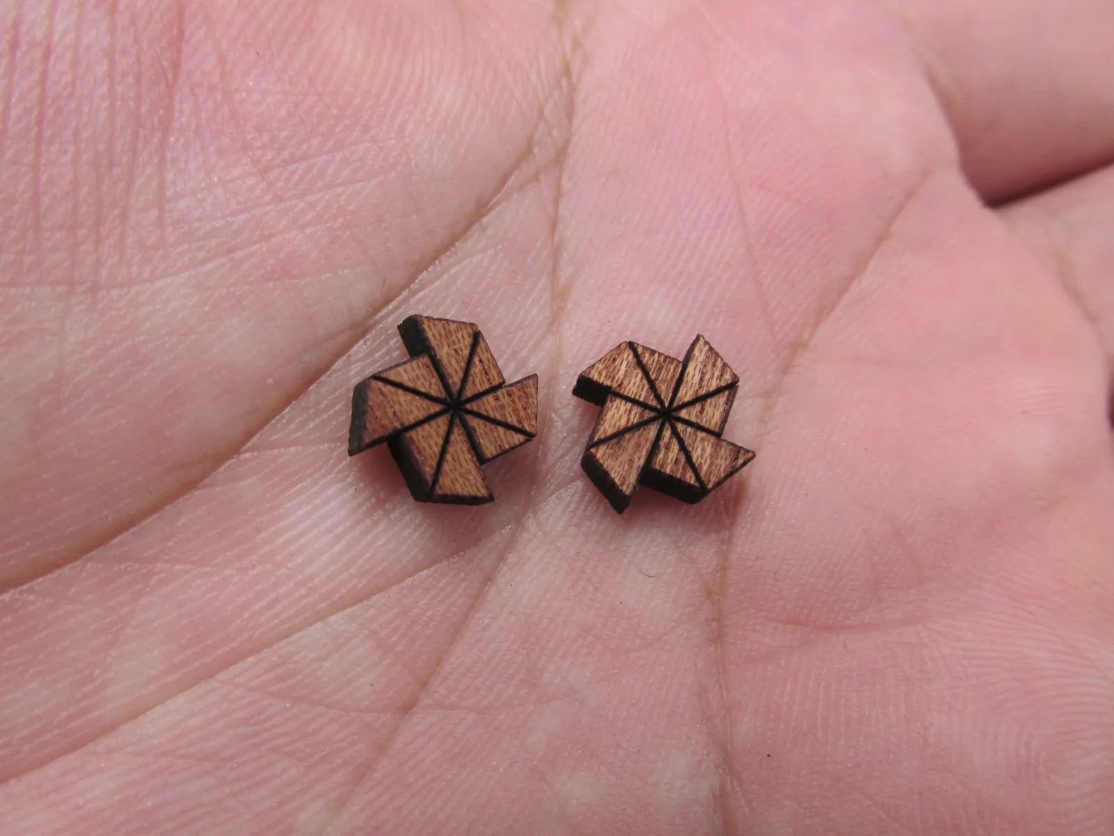 5 Pair Origami Crane Unfinished Blank Wood Cabochon Boat Paper Plane Diamond Windmill Wooden Cutout Shapes For DIY Earrings