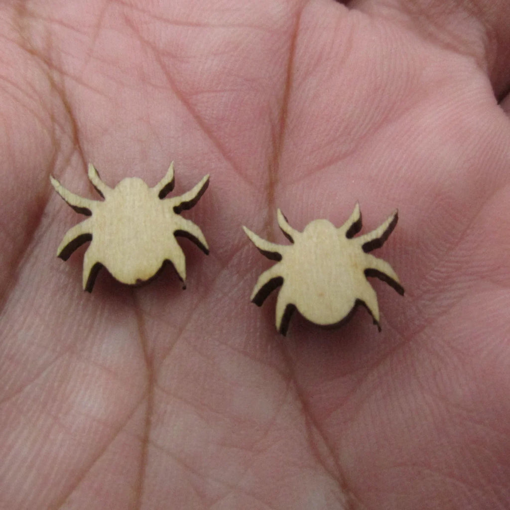 5 Pair Unfinished Blank Wooden Halloween Black Moon Cat Cabochon Spider Post Vampire Wood Earrings Stud Jewelry Finding