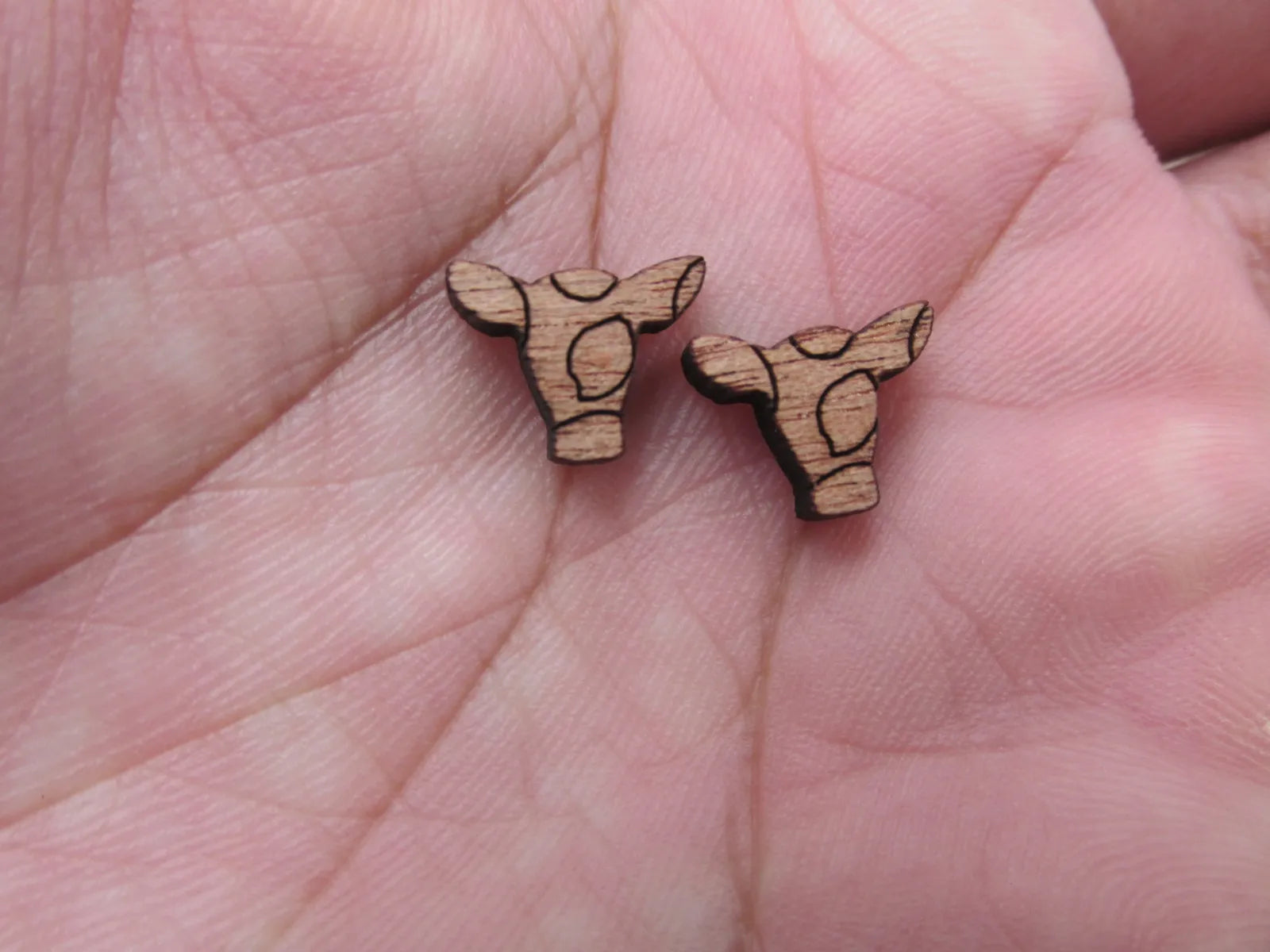 5 Pair Unfinished Blank Home farm Animal Wooden Cow Cabochon Charms Wood Shape Cutouts For DIY Craft  Earring Stud