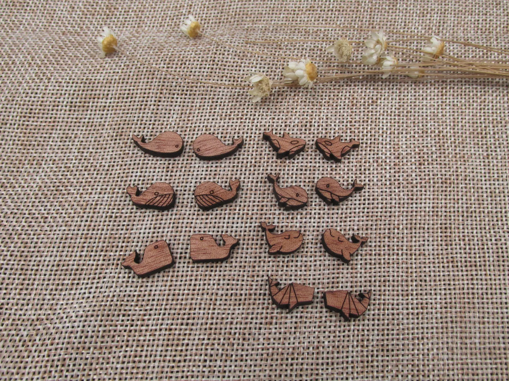 5 Pair Unfinished Wooden Cabochon Sea Animal whales Jewerly Accessory For DIY Handmade Earring Stud Pin