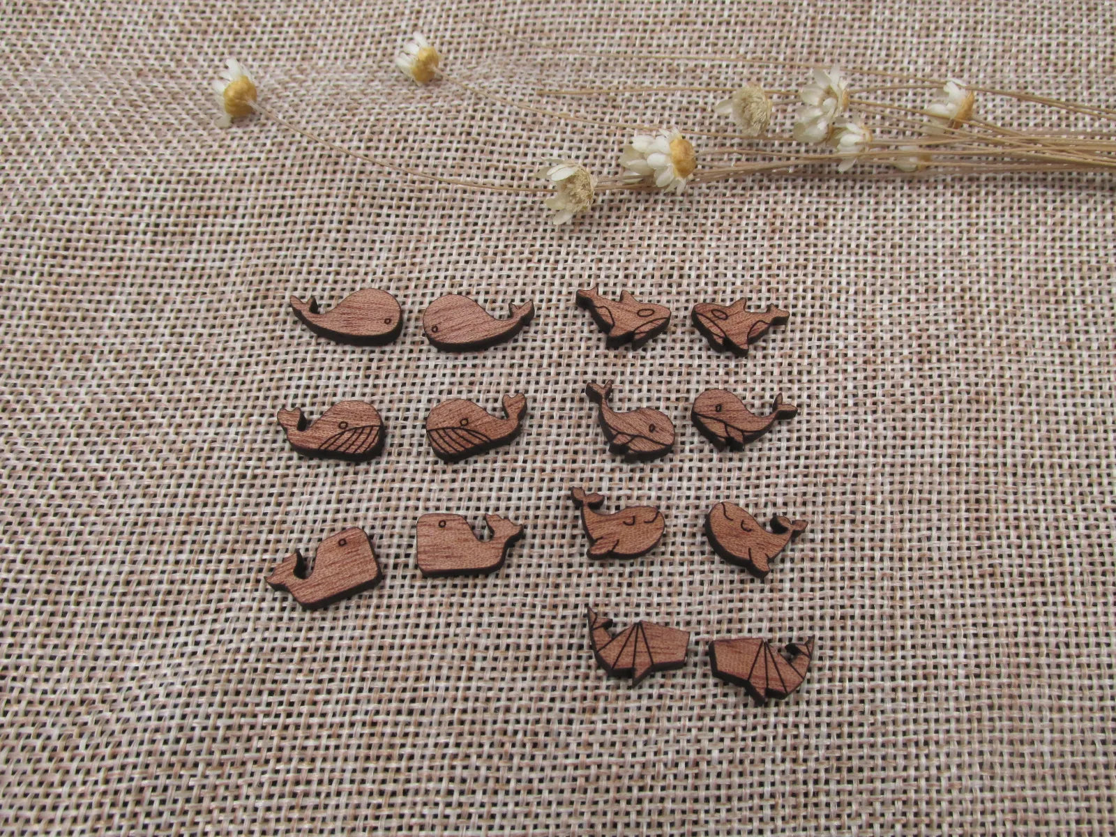 5 Pair Unfinished Wooden Cabochon Sea Animal whales Jewerly Accessory For DIY Handmade Earring Stud Pin