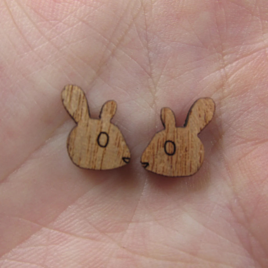 5 Pair Unfinished Blank Wide Animal Wood Bunny Rabbit Wooden Cutout Shapes For DIY Stud Earrings Supplies