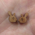 5 Pair Unfinished Blank Wide Animal Wood Bunny Rabbit Wooden Cutout Shapes For DIY Stud Earrings Supplies