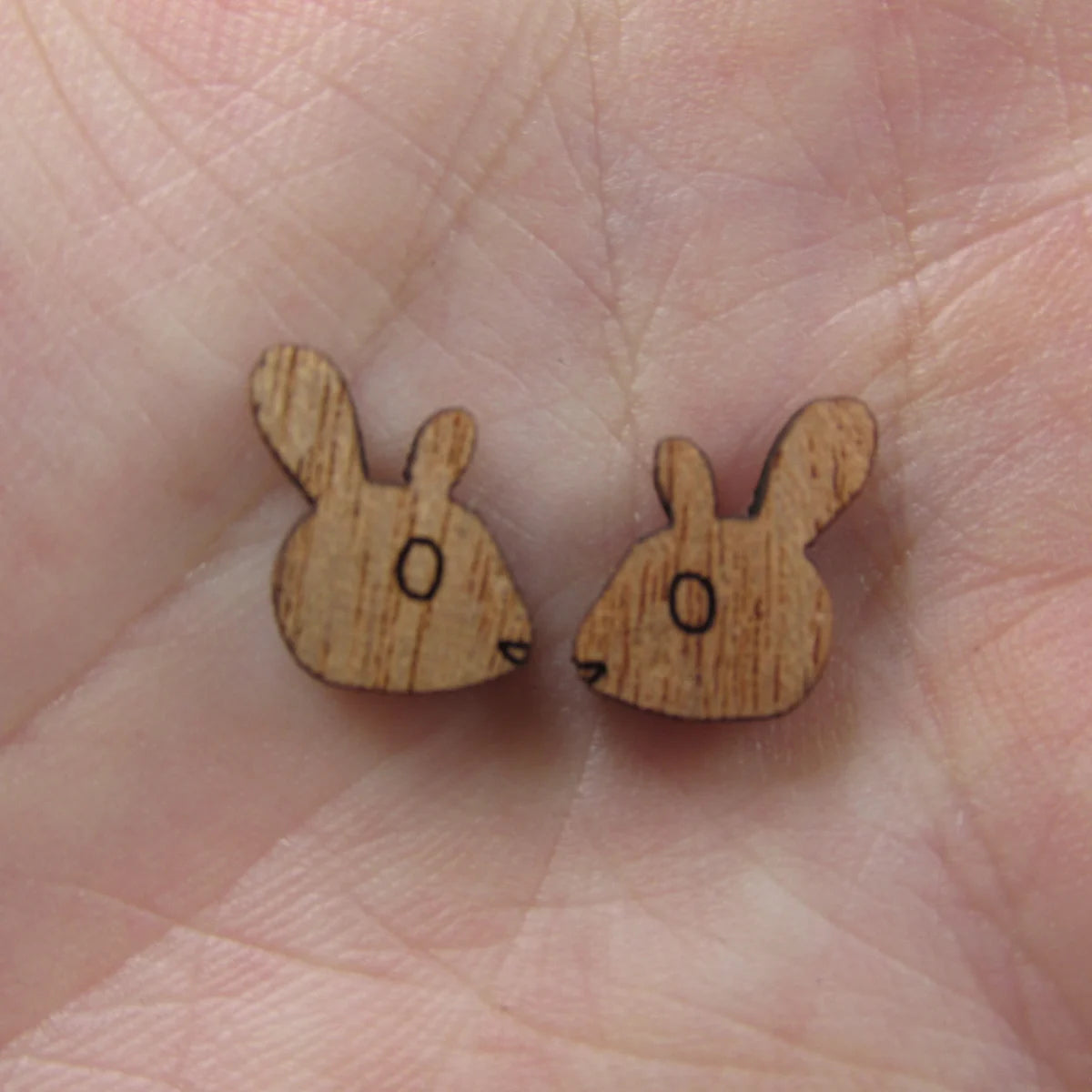 5 Pair Unfinished Blank Wide Animal Wood Bunny Rabbit Wooden Cutout Shapes For DIY Stud Earrings Supplies