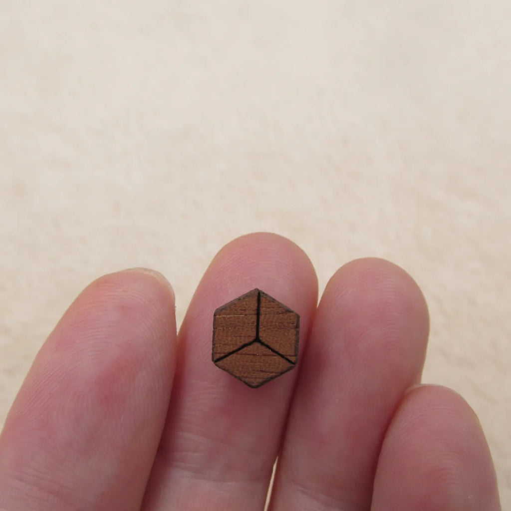 DIY Unfinished Laser Cut Natural Wood Stud Earrings Blanks Jewelry Accessories Wood Hexagon  Shapes -Jewerly Supplier