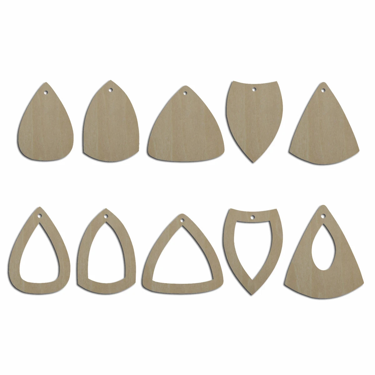 10pcs Unfinished Blank Wood Geometric Triangle Teardrop Cutout Shape Earring Pendant Jewelry Charm Finding