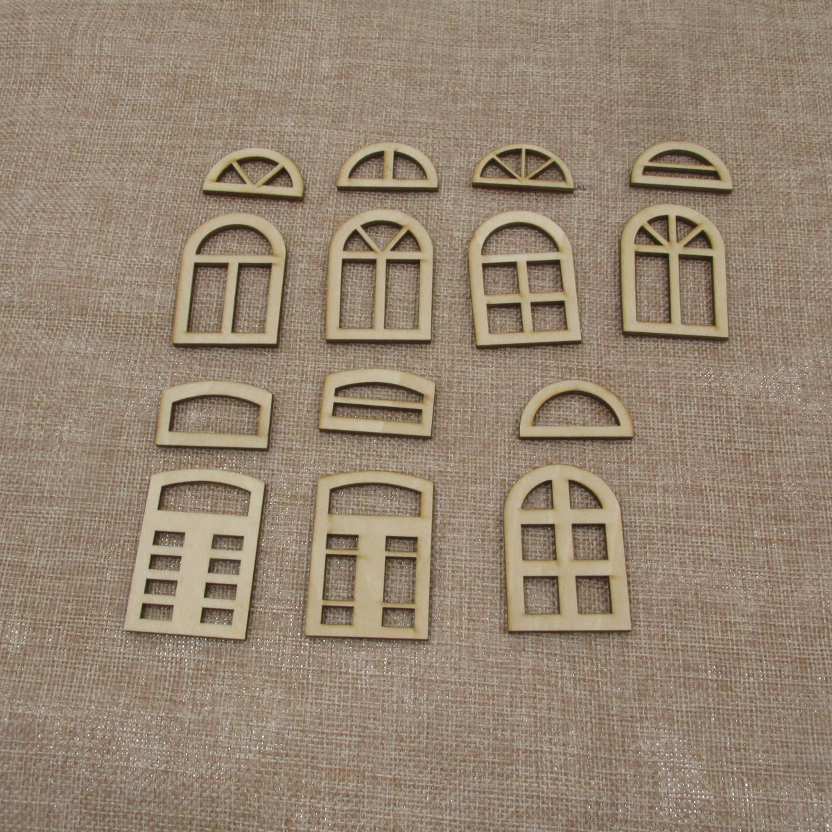 10pcs Unfinished Blank Half Circle Window Fairy Church Shape Wooden Fairy Windows Door House Accessories For DIY Craft