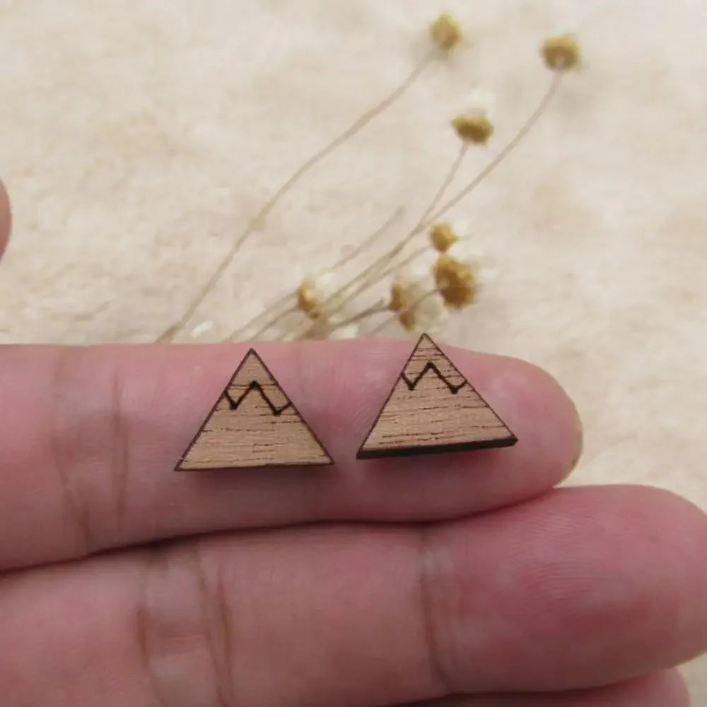10pcs Unfinished Blank Wooden Geometric Triangular Mountain Shapes, DIY Wood Crafts Stud Earrings, Jewelry Making