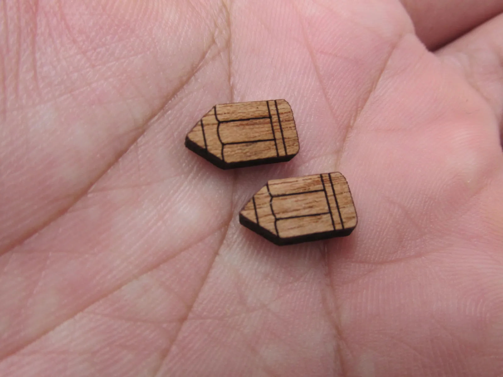 5 Pair Back to School Unfinished Blank Wood Cabochon Pencil Wooden Cutout Shapes For DIY Stud Earrings Supplies