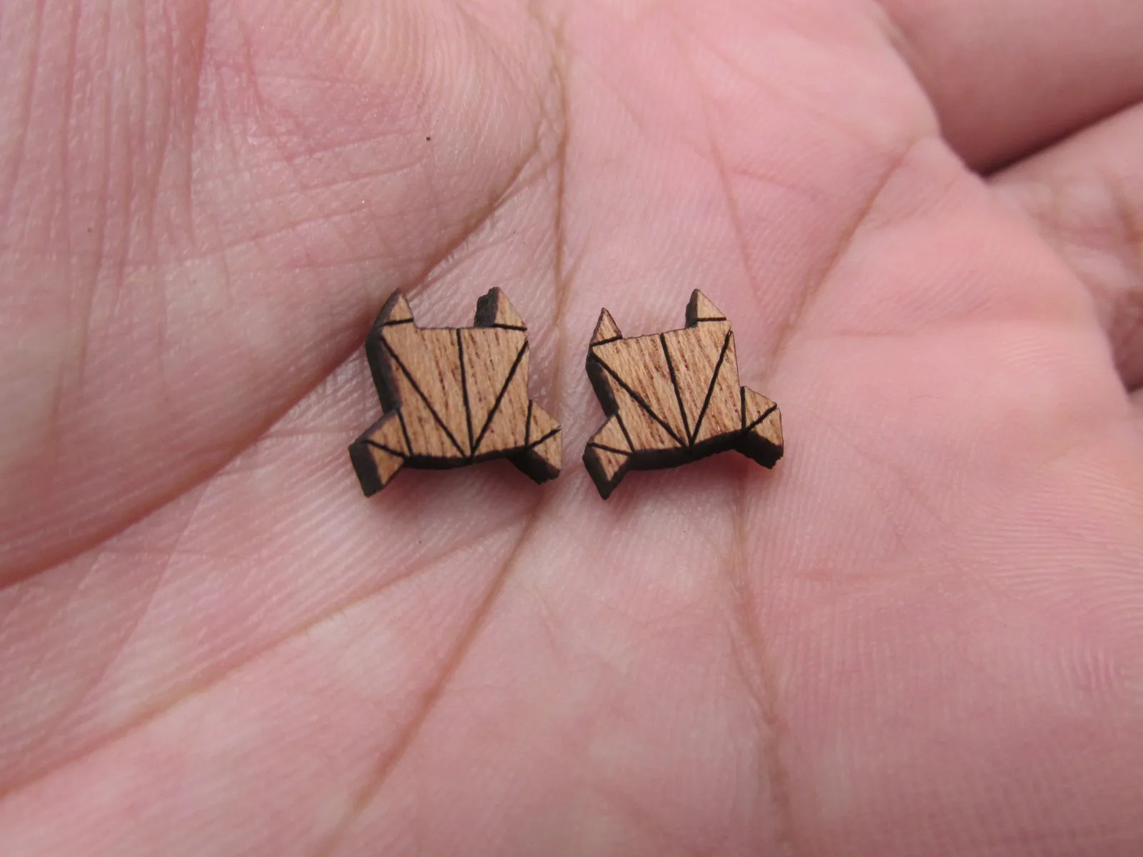 5 Pair Geometric Origami Unfinished Blank Wood Cabochon Sea Animal Crab Wooden Cutout Shapes For DIY Earrings Supplies