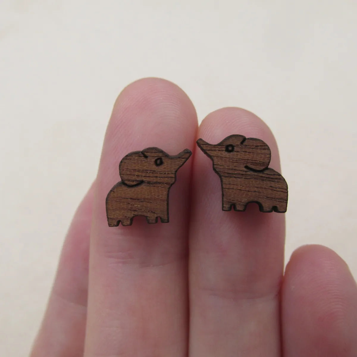 5 Pair Tiny Animal Elephant Wooden Cabochon Accessories Unfinished Wood Charms For DIY Handmade Earring Stud
