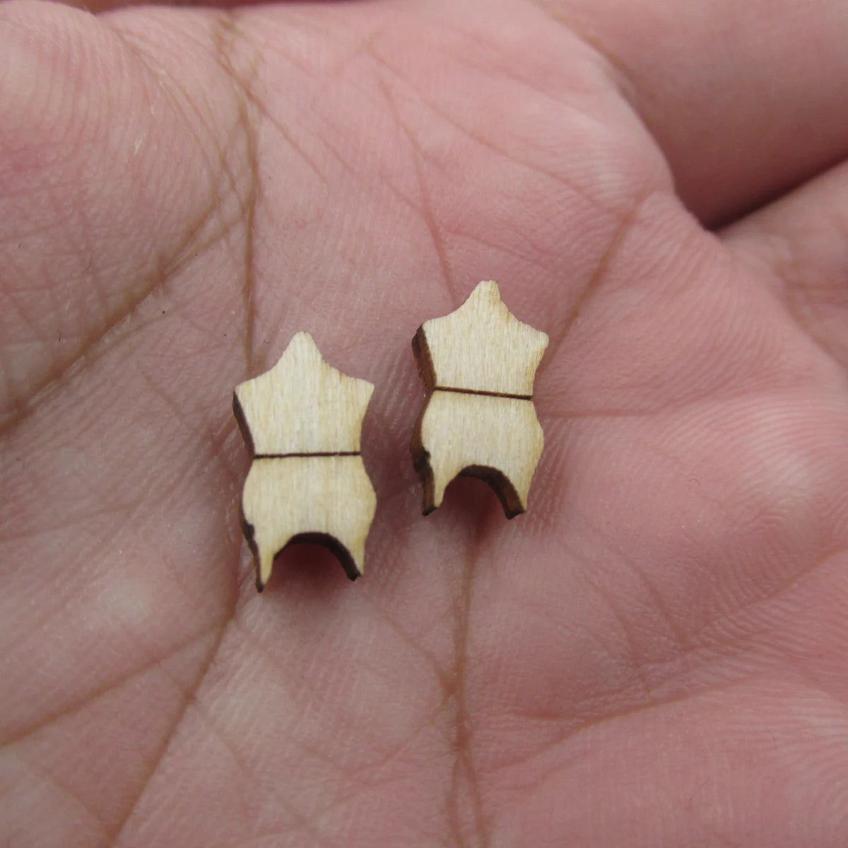 5 Pair Unfinished Blank Wood Swimsuit Cabochon Post Ladies Earrings Stud Jewerly Findings For Paintable Craft  DIY Supplies