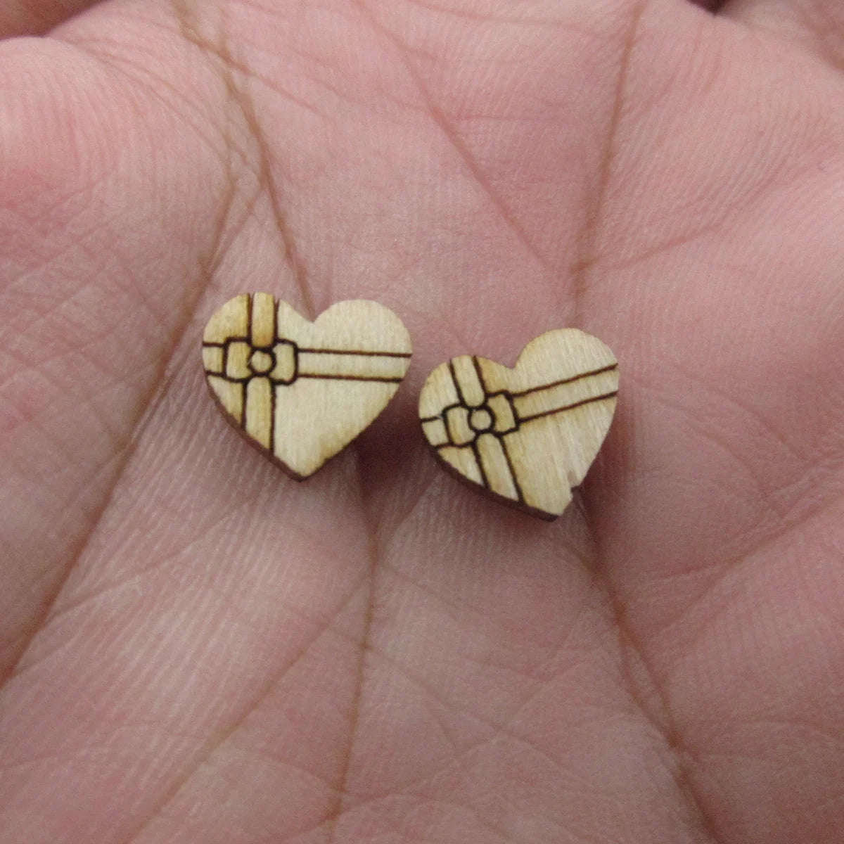 5 Pair Unfinished Blank Wooden Chocolate Heart Gift Box Cabochon Valentines Day Cupid Heart Post Sucker Wood Earrings Stud