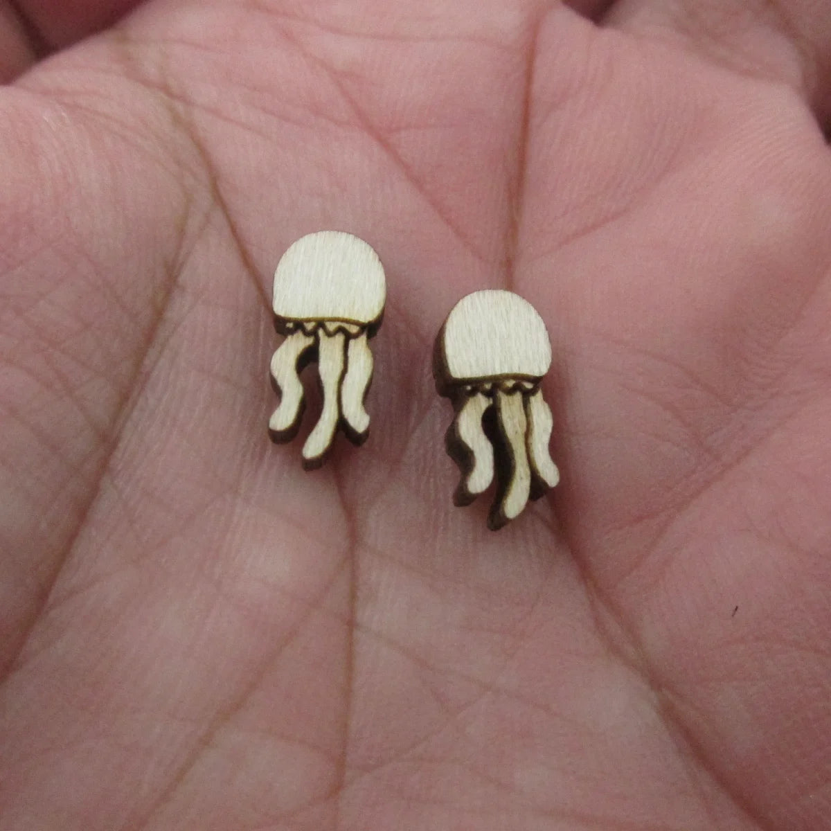 5 Pair Unfinished Blank Wooden Under The Sea Ocean Cabochon Jellyfish Octopus Post Turtle Lobster Crab Wood Earrings Stud