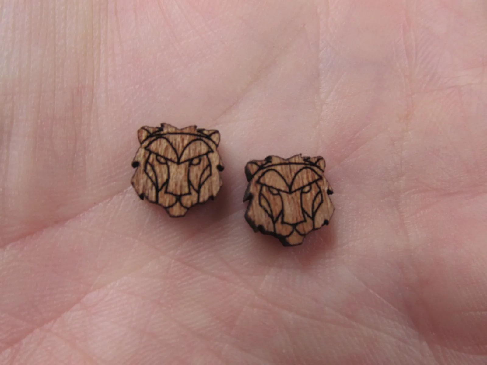 5 Pair Unfinished Blank Woodland Wild Animal Wooden Tiger Cabochon Charms Wood Shape Cutouts For DIY Craft  Earring Stud