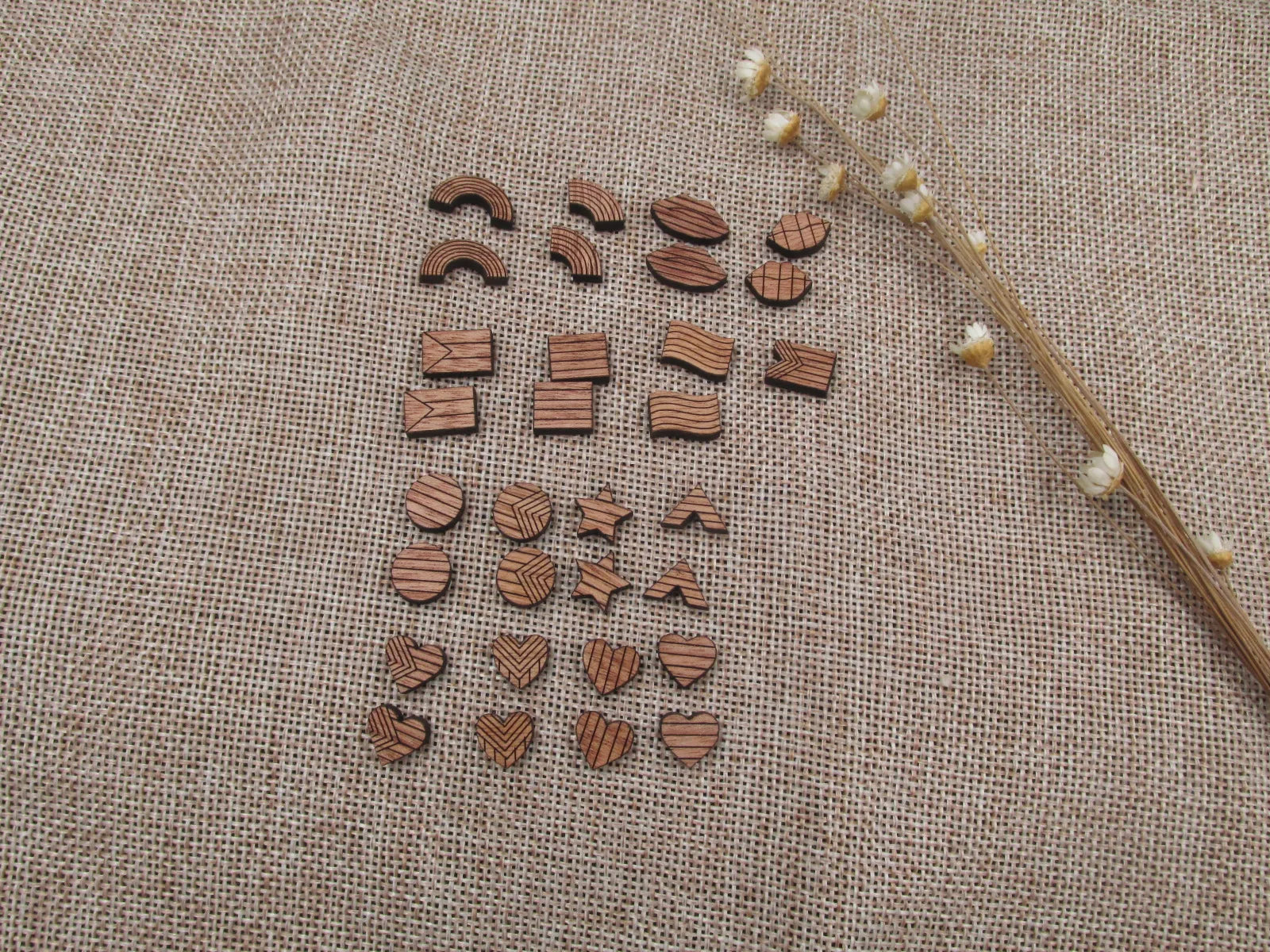 5 Pair Unfinished Blank Wood Cabochon Circle Rectangle Rainbows Heart Star Flags Wooden Cutout Shapes For DIY Earrings Supplies