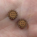 5 Pair Unfinished Blank Weather Wood Sun Wooden Cutout Shapes For DIY Stud Earrings Supplies