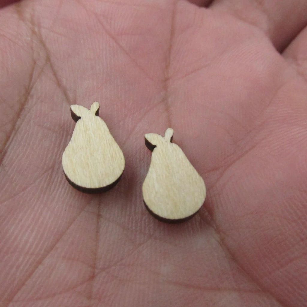 5 Pair Unfinished Blank Wooden Food Fruits Apple Cabochon Avocado Post Pear Mango Wood Earrings Stud Jewerly Finding