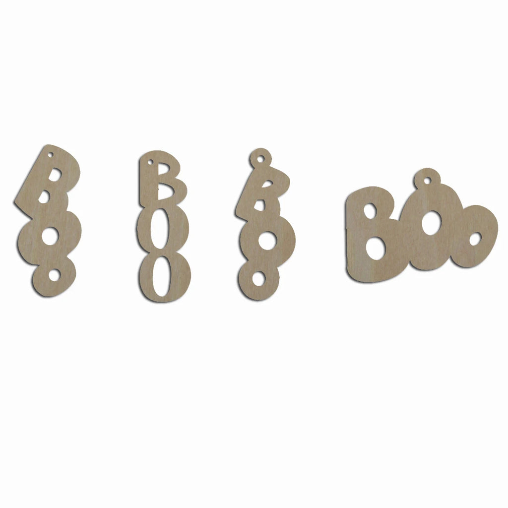 10pcs Bulk Unfinished Wooden Blank Holiday Halloween Boo Word Cutout Shape For Spooky Horror Theme Earring