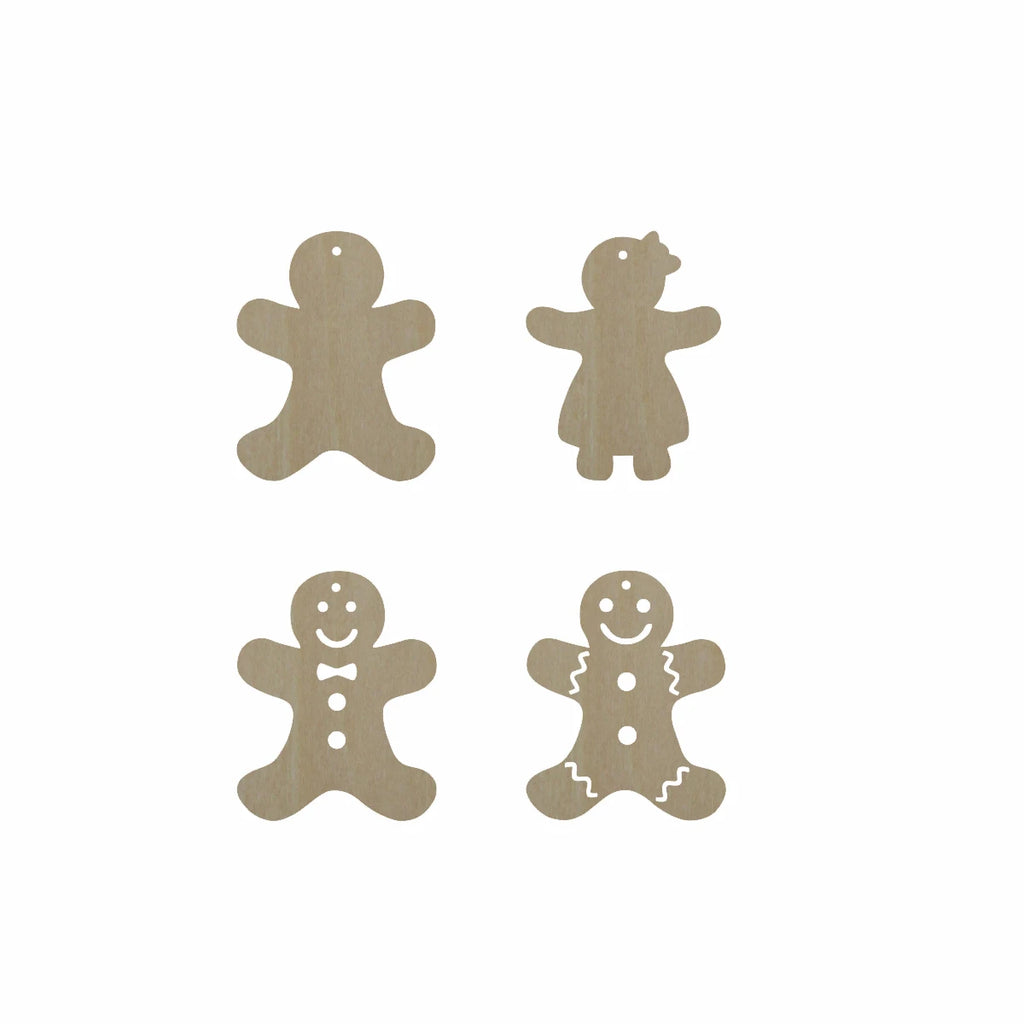 10pcs Bulk Unfinished Wooden Blank Holiday Christmas Gingerbread Man Boy  And Girl Cutout Shape For Wood Dangle Earring