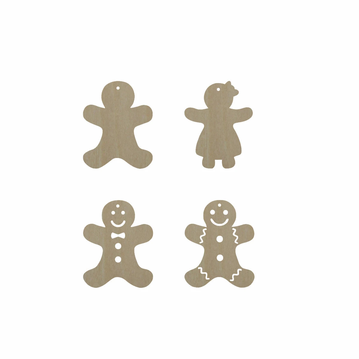 10pcs Bulk Unfinished Wooden Blank Holiday Christmas Gingerbread Man Boy  And Girl Cutout Shape For Wood Dangle Earring
