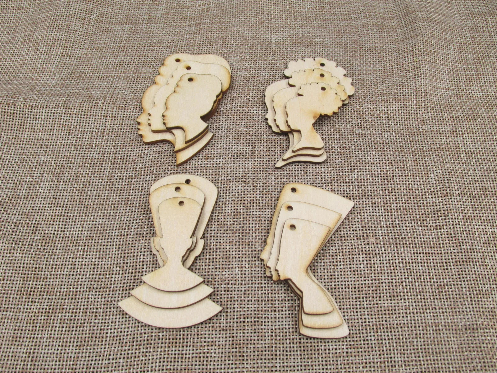 DIY Unfinished Wooden Earrings Blank Pendant African Girl Women Egyptian Queen Head Shapes For Jewelry Findings Components