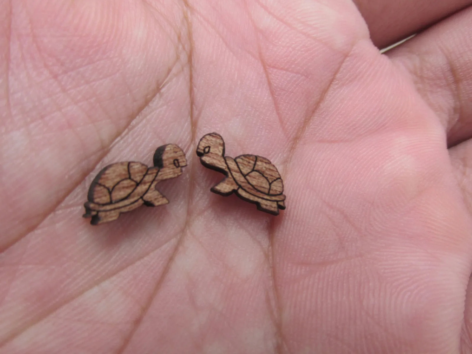 5 Pair Mini Wooden Cabochon Laser Cut Blanks Wood Animal Sea Turtle Shape For Earring Stud Making Jewerly Supplies