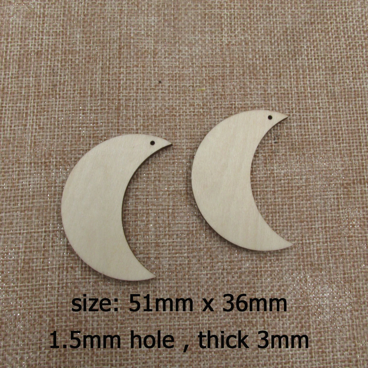 10pcs Moon Wooden Unfinished Earrings Bulk Cutouts Shapes Blank Ornaments Crafts For DIY Wood Earrings Shape Circles Chips