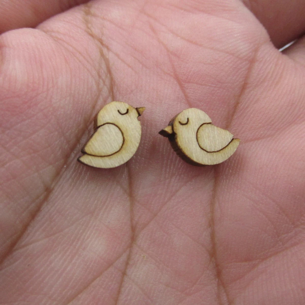 5 Pair Unfinished Blank Wood Cabochon Valentines Day Post Love Birds Ladies Earrings Stud Jewerly Findings Valentine Gifts