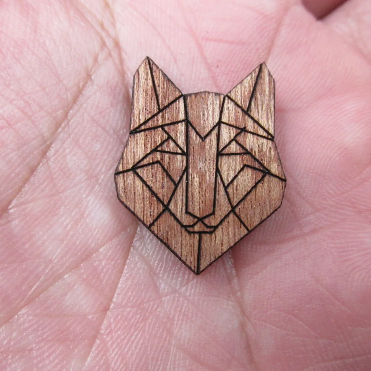Unfinished Wooden Geometric Animal Wolf Head Part Accessory For Brooches Enamel Pin Coat Bag Jewelry Diy Making