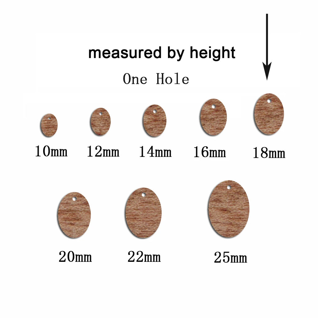 6pcs Unfinished Blank Wooden Geometric Oval One Hole Earring Connector Pendant for Women Female Jewelry Making DIY Crafting