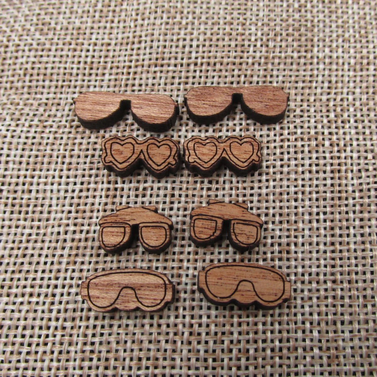 5 Pair Unfinished Blank Beach Wood Ocean Glasses Wooden Cutout Shapes For DIY Stud Earrings Supplies