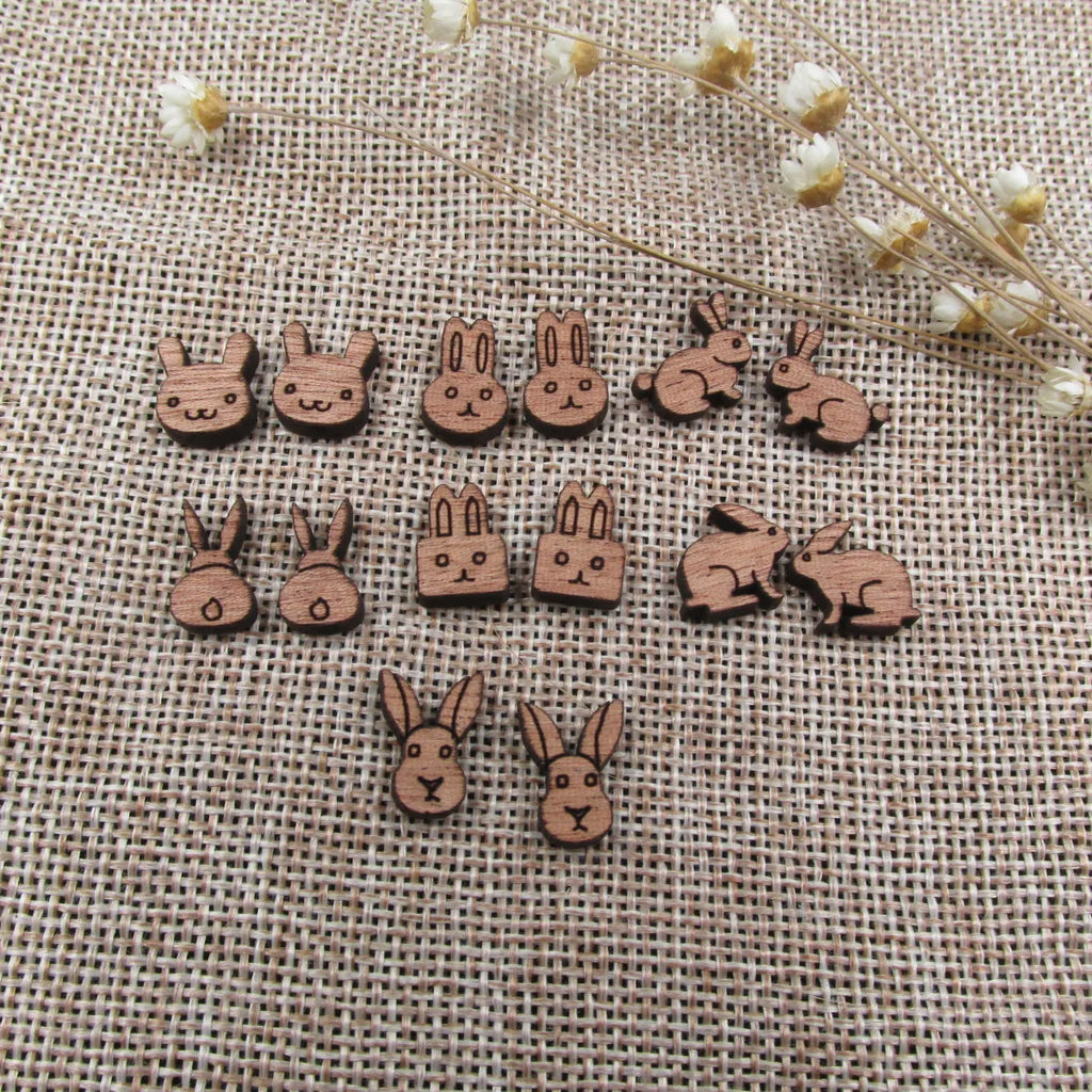 Unfinished Wooden Animal Rabbit Bunny Cabochon Charms Perfect For Handmade Project DIY Wood Craft  Earring Stud  Jewerly