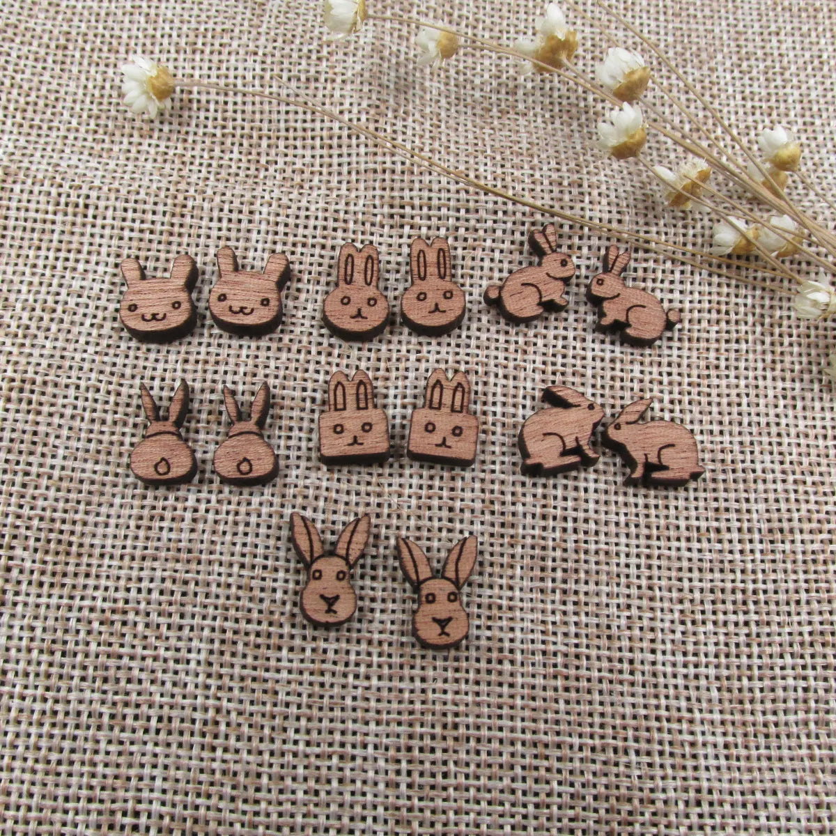 Unfinished Wooden Animal Rabbit Bunny Cabochon Charms Perfect For Handmade Project DIY Wood Craft  Earring Stud  Jewerly